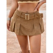 Shein Icon Western Buckle Corduroy Skirt