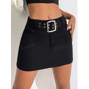 Shein Ezwear Solid Belted Skirt