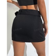 Shein Ezwear Solid Belted Skirt