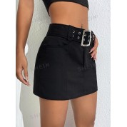 Shein Ezwear Solid Belted Skirt