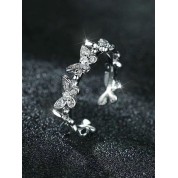 Elegant Cubic Zirconia Butterfly Cuff Ring