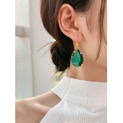 Elegant Green Water Drop Zirconia Earrings