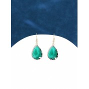 Elegant Green Water Drop Zirconia Earrings