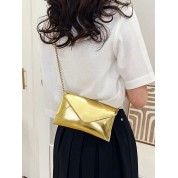 Small Flap Envelope Bag With Metallic Chain