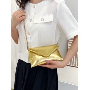 Small Flap Envelope Bag With Metallic Chain