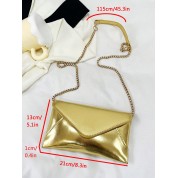 Small Flap Envelope Bag With Metallic Chain