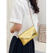 Small Flap Envelope Bag With Metallic Chain