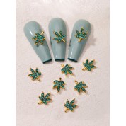 Vintage Jade Maple Leaf Nail Art Charms