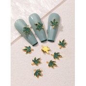 Vintage Jade Maple Leaf Nail Art Charms