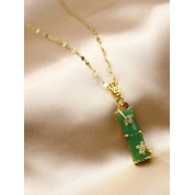 Vintage Green White Jade Bamboo Necklace