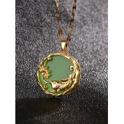 Retro Gold Fish Jade Pendant Necklace