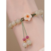 Jade Beaded Peach Blossom Bracelet