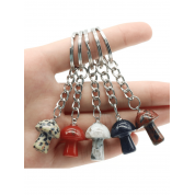 Natural Crystal Mini Mushroom Keychain