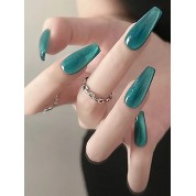 Aurora Jade Green Coffin False Nails