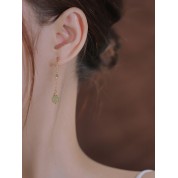 Elegant Copper Imitation Jade Long Earrings