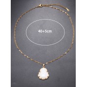 Elegant Iced Out Crystal White Jade Necklace