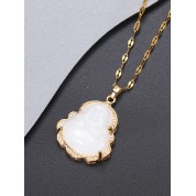 Elegant Iced Out Crystal White Jade Necklace