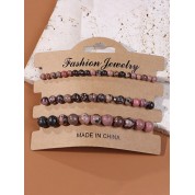 Multi-color Natural Stone Beaded Bracelets Set