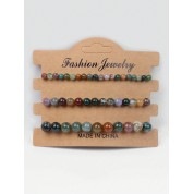 Multi-color Natural Stone Beaded Bracelets Set