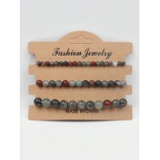 Multi-color Natural Stone Beaded Bracelets Set