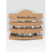 Multi-color Natural Stone Beaded Bracelets Set