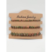 Multi-color Natural Stone Beaded Bracelets Set