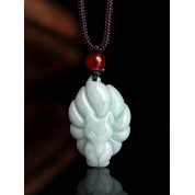 Elegant Jade Nine Tailed Fox Pendant Necklace