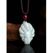 Elegant Jade Nine Tailed Fox Pendant Necklace