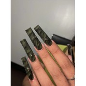 Elegant Green Jade Press-on Nails Set