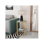 Elegant Sintered Stone End Table With Golden Frame