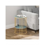 Elegant Sintered Stone End Table With Golden Frame