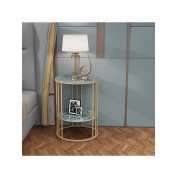 Elegant Sintered Stone End Table With Golden Frame