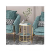 Elegant Sintered Stone End Table With Golden Frame