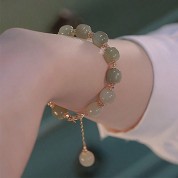 Elegant Imitation Jade Beaded Bracelet