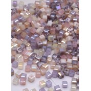 Versatile Pink Purple Cube Czech Glass Beads