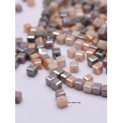 Versatile Pink Purple Cube Czech Glass Beads