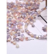 Versatile Pink Purple Cube Czech Glass Beads