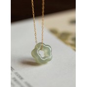 Elegant 18k Gold Plated Jade Pendant Necklace