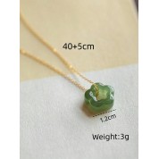 Elegant 18k Gold Plated Jade Pendant Necklace