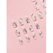 Elegant Jade White & Navy Blue False Nails Set