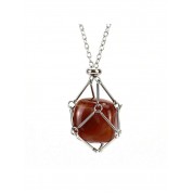 Red Agate Stainless Steel Pendant Necklace