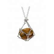 Red Agate Stainless Steel Pendant Necklace