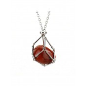 Red Agate Stainless Steel Pendant Necklace