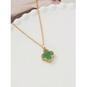 Elegant Imitation Hetian Jade Clover Necklace