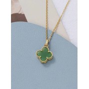 Elegant Imitation Hetian Jade Clover Necklace