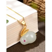 Bunny Shaped White Jade Pendant Necklace