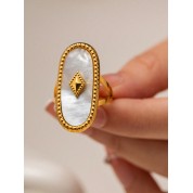 Luxurious 18k Gold Plated Blue Goldstone Ring