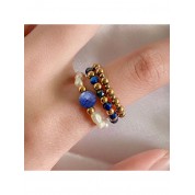 Elegant Natural Stone & Pearl Ring Set