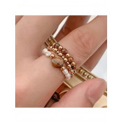 Elegant Natural Stone & Pearl Ring Set