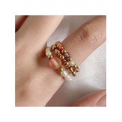 Elegant Natural Stone & Pearl Ring Set